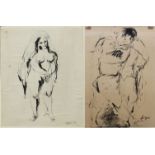 Lotto di due acquerelli nudi, a firma Seguri 45, acquerelli cm. 22x26