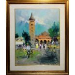 Abazia di Pomposa, olio su tela, Renzo Piccoli, cm. 40x50