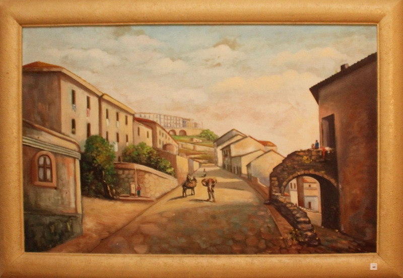 Veduta di Catanzaro da Santa Maria, olio su faesite, cm. 104x67