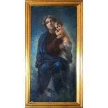 Madonna con Bambino, olio su tela, firmato Garibaldi Gariani, fine '800, cm. 44x94