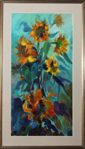 Fiori, firmato G. Lamanna, olio, cm. 44x76