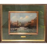 Scorcio di città, olio su tela, cm. 28x22, a firma L. Cargnel (si presume Lucio Cargnel nato Treviso