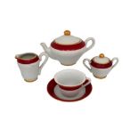 Servizio da tea in porcellana per sei completo di teiera zuccheriera e lattiera marcata Scala