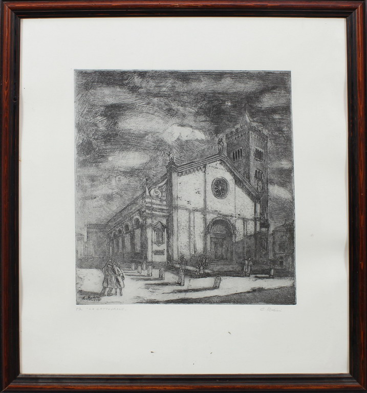 La Cattedrale, acquaforte, Carlo Bodini, cm. 55x50