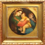 Madonna della sedia, scuola Italiana dell'800, olio su tela, cm. 45x45