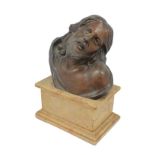 Ecce Homo, sculturina in bronzo, cm. 18, fine'800, con base in marmo