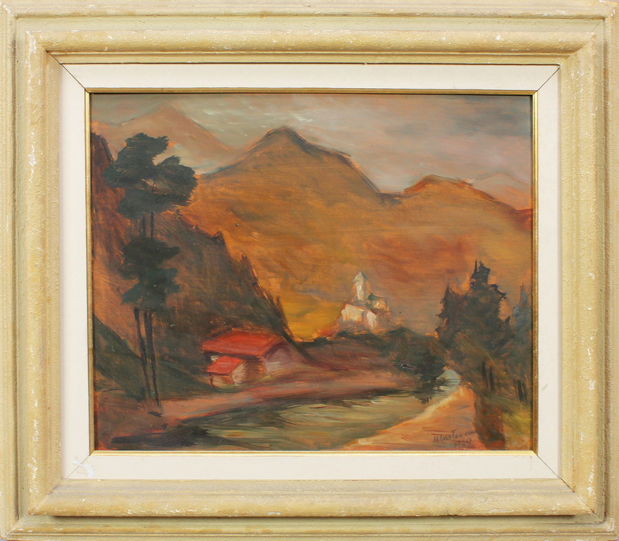 Paesaggio, olio, Sergio Mantovani, cm. 45x35