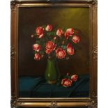 Rose, olio su tela primi '900, cm. 58x80