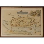 Cascata nel campo, olio su faesite, firmata Campi, cm. 25x30 e cartina geografica