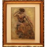 Donna d'epoca, firmato Frino 93?, cm. 24x38