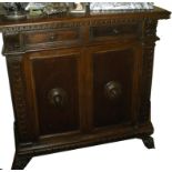 Credenza Neorinascimento con 2 ante e cassetto, cm. 105x50, h. 100