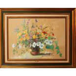 Vaso di fiori, olio, firmato A. Campi, cm. 70x50