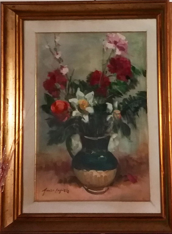 Vaso di fiori, a firma M Capuzzo, olio su tela, cm. 50x70