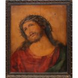 Cristo, oleografia '800 presa dal Dolci, olio su tavola, cm. 37,5x50