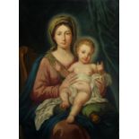 Madonna e bambino, scuola Italiana primi '900, olio su tela, cm. 82x110