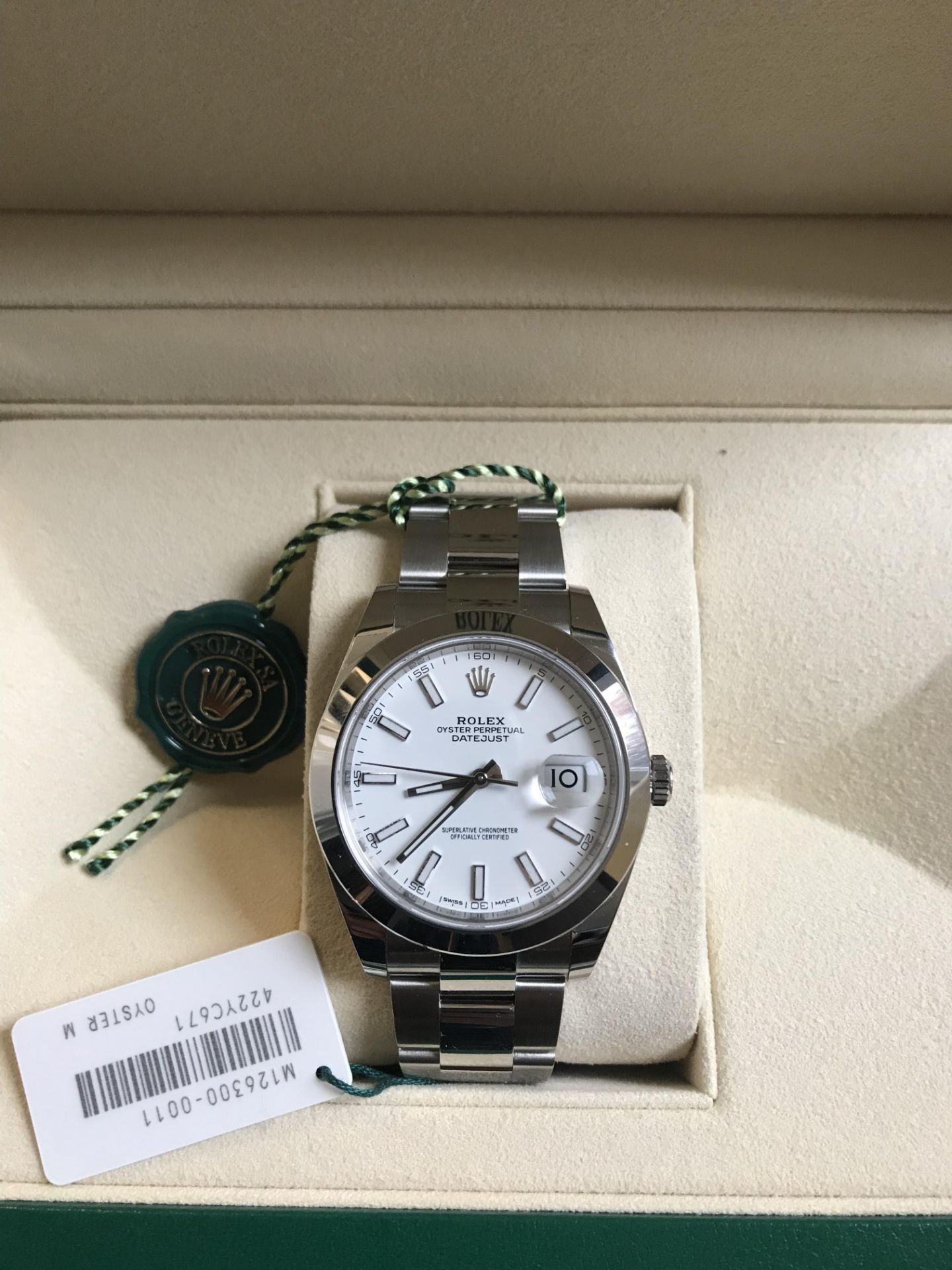 2019 ROLEX DATEJUST 41 WHITE OYSTERSTEEL 41 MM - Image 4 of 13