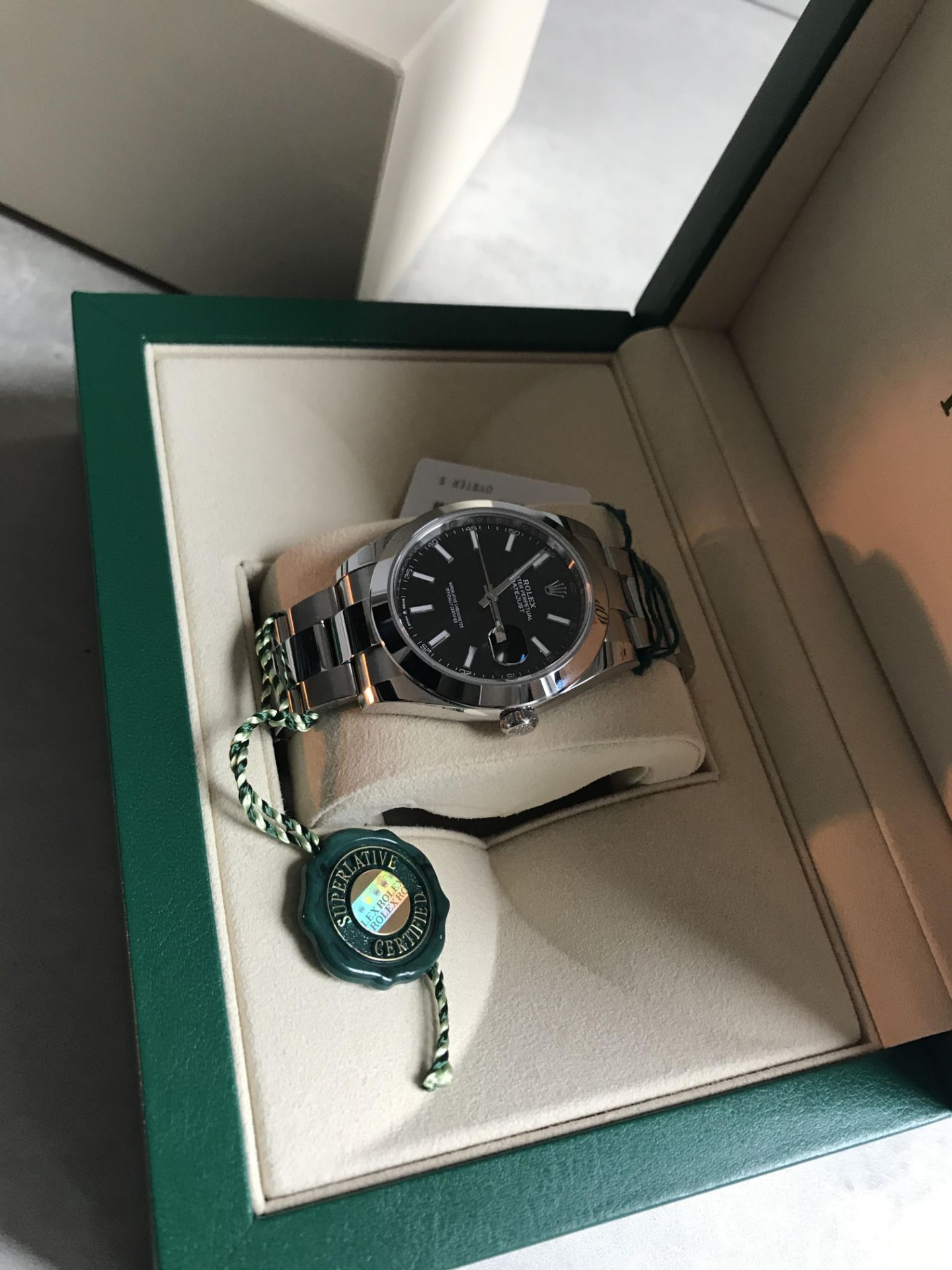 2019 ROLEX DATEJUST 41 BLACK OYSTERSTEEL 41 MM - Image 4 of 13