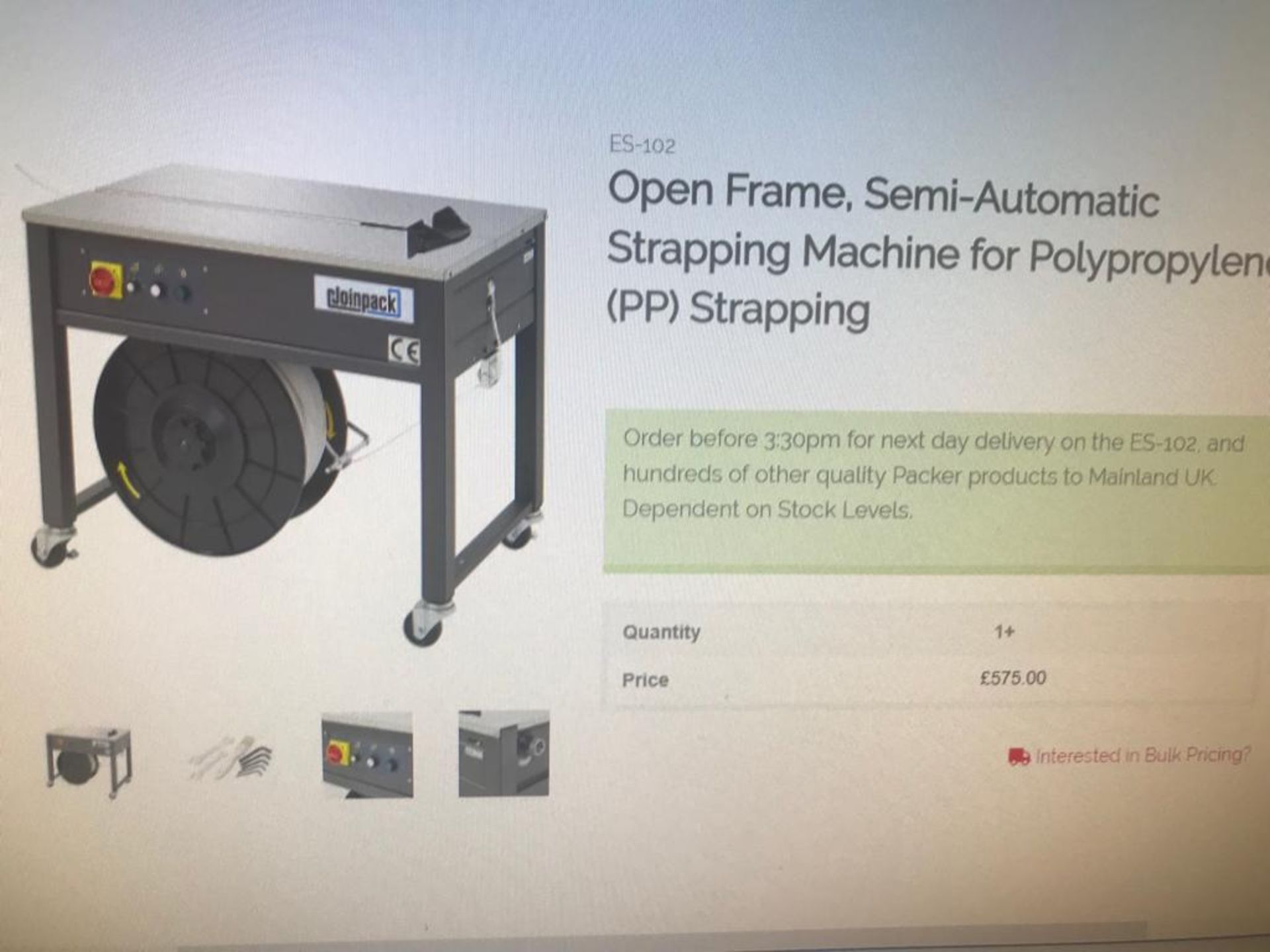 OPEN FRAME, SEMI AUTOMATIC, STRAPPING MACHINE