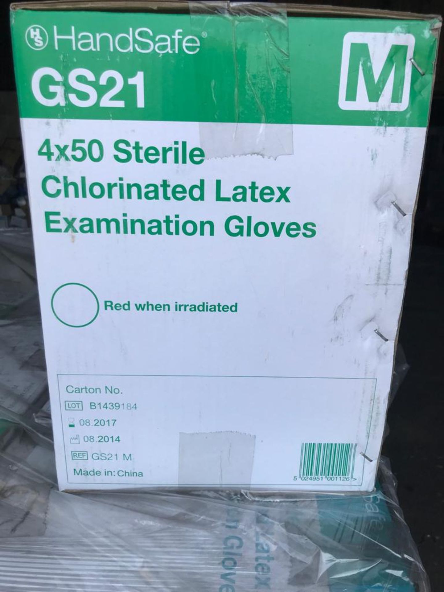 HANDSAFE GS21 CHLORINATED LATEX EXAMINATION GLOVES MEDIUM - Image 2 of 2