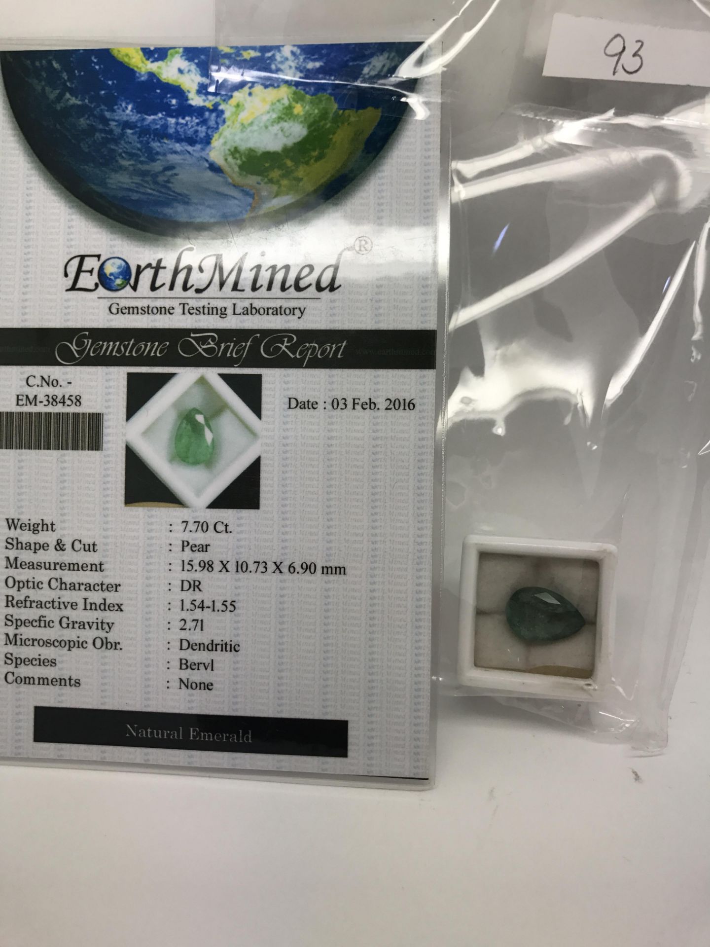 7.70CT NATURAL LOOSE EMERALD