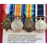 WW1 Royal Australian Navy ‘H.M.A.S. Melbourne’ medal group to Officer’s Steward F. Payne