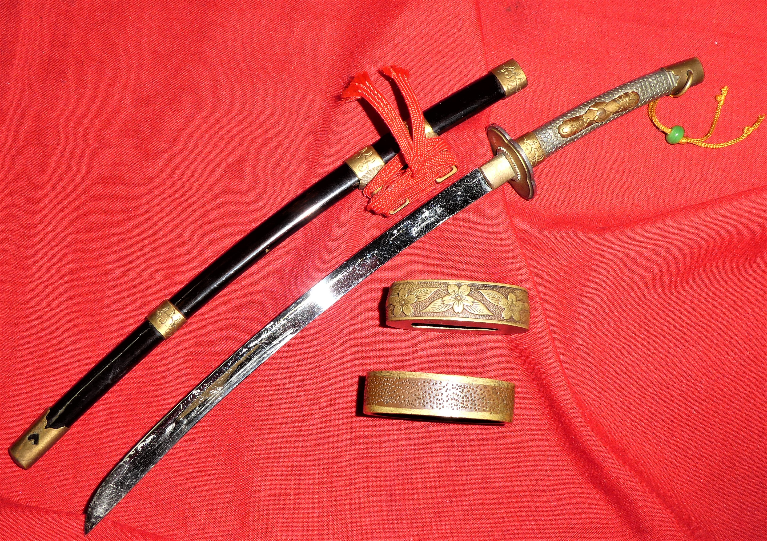 Japanese sword letter opener & spare sword fittings - Image 2 of 2