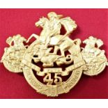1953 - 60 era set of Australian 45th Bn (St. George Regiment) cap & opposing collar badge pair