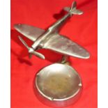 WW2-era metal Spitfire ashtray trench art piece