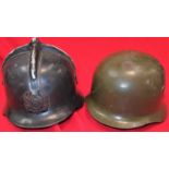 WW2 Model 1938 Hungarian military & civilian auxiliary steel helmets (2) lot 1