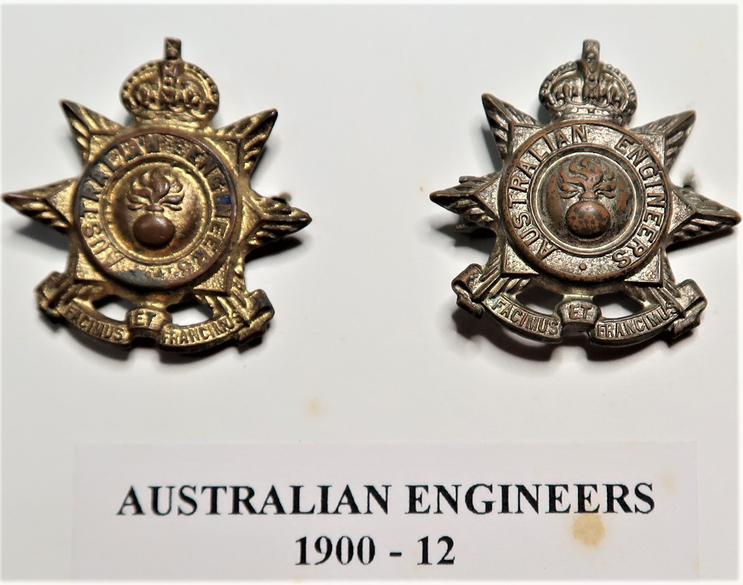 1900 -1912 era Australian Engineers collar badge pair