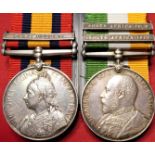 Queen & King’s South Africa Boer War Medal 1899 - 1902 pair to Private Parker, The Welsh Regiment