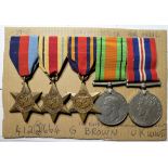 WW2 British Army medal group to Private G. Brown, who served with 1st Bn, Staffordshire Regiment