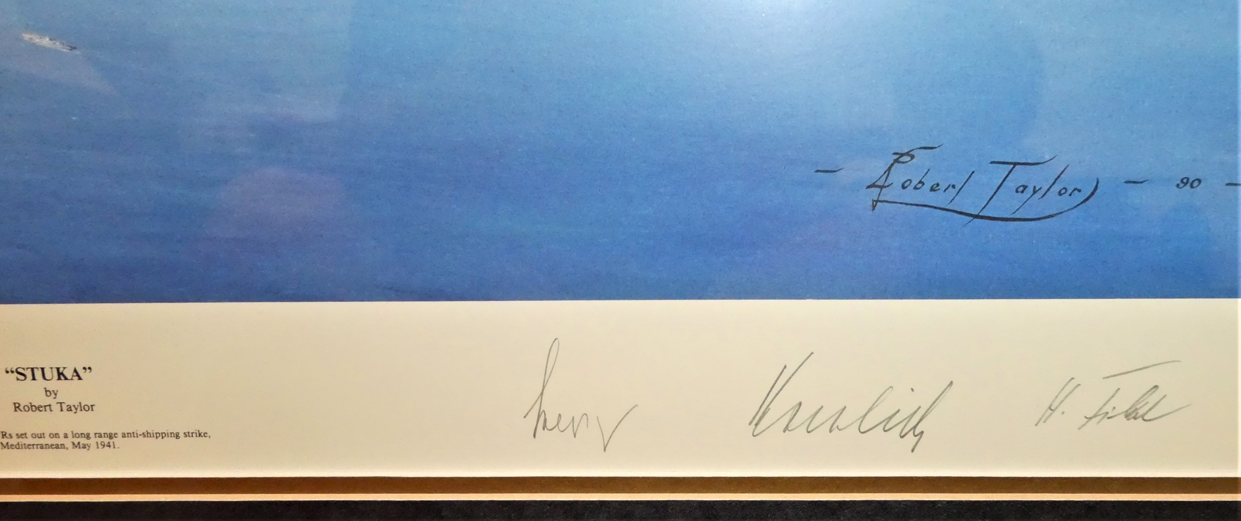 Robert Taylor print ‘Stukas’, framed with signatures - Image 4 of 5