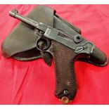 German P08 Luger Pistol – 9 mm Calibre with leather holster by Erfurt