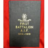 Book: WW1 Australian Army unit history – First Battalion A.I.F. 1914 – 1919