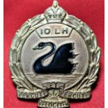 1930 - 1942 era Australian 10th Light Horse Regiment cap badge