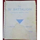 Book: WW1 Australian Army unit history-The 28th Battalion–AIF–Record of War Service by Henry K Kahan