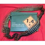 1990’s-era belt of 7.62 mm ammunition in tin