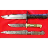 Military Buck knife bayonet & knife lot (3)