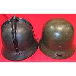 WW2 Model 1938 Hungarian military & civilian auxiliary steel helmets (2) lot 2
