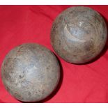Pair of 19th Century iron cannon balls