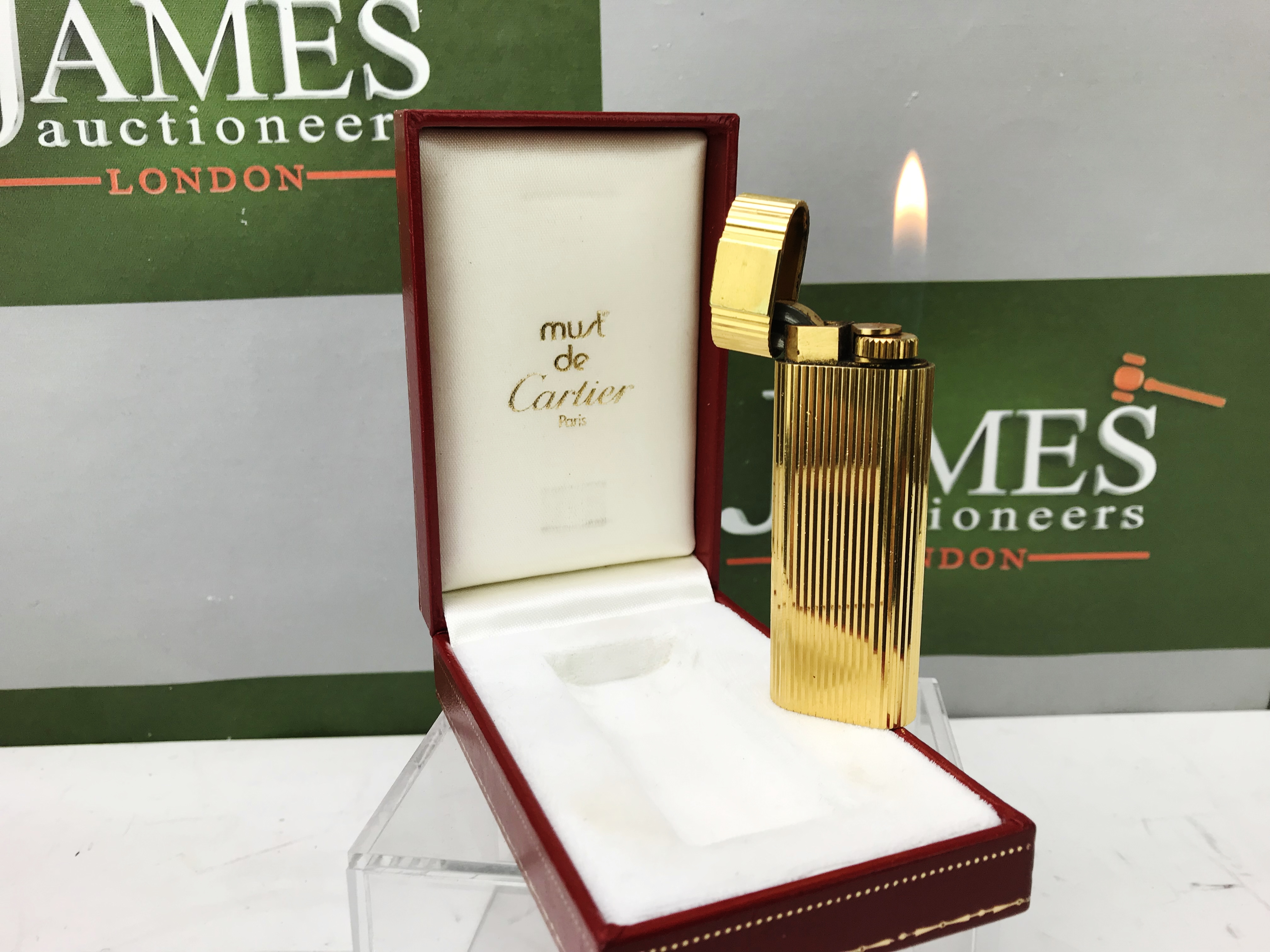 Cartier 18K Gold Plated Working Lighter With Original Box - Image 3 of 4