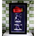 Muhammad Ali & Joe Frazier Signed Glove Montage Display