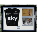 Bradley Wiggins & Chris Froome signed Sky Jersey Montage