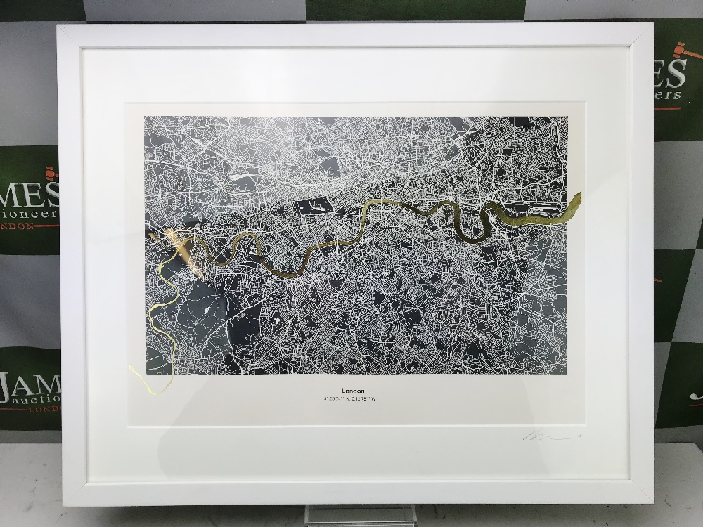 "River Thames London"Gold Leaf Reflective Print Rrp £899 - Image 2 of 3