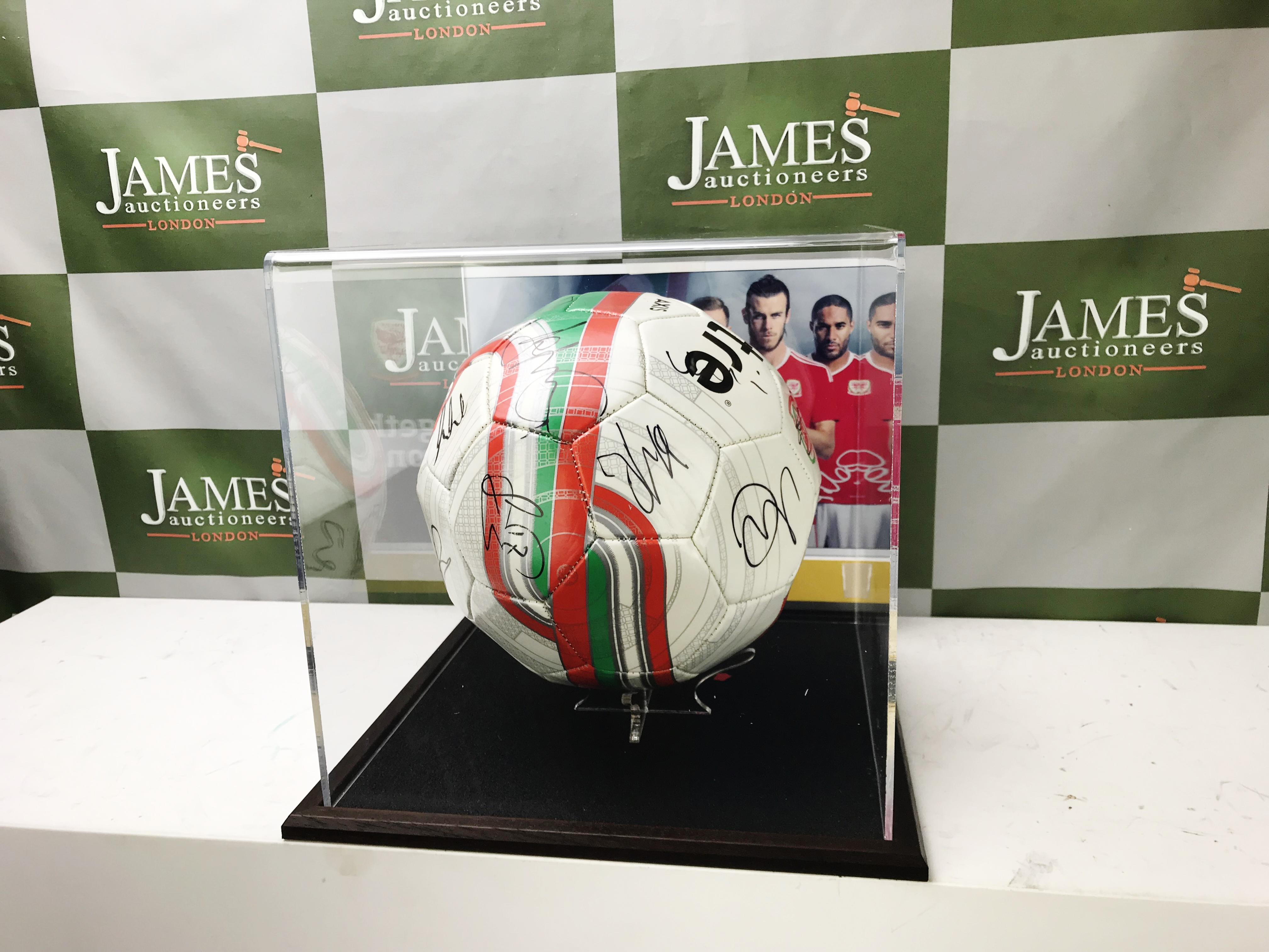 Signed Football Wales Squad, Bale, Ramsey etc /Cased - Image 6 of 6