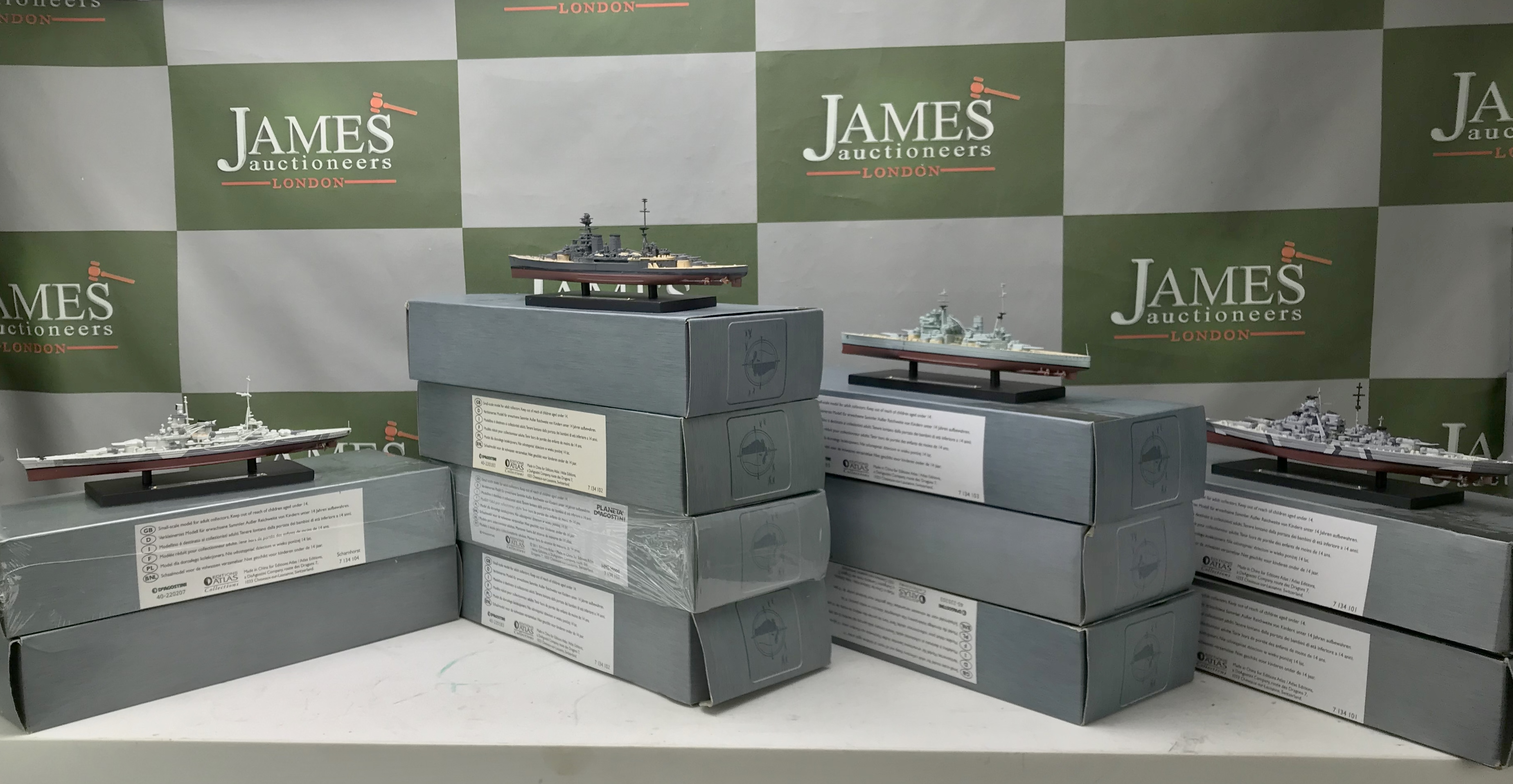 Collection of Eleven New Atlas Edition Warships 1:1200 Scale