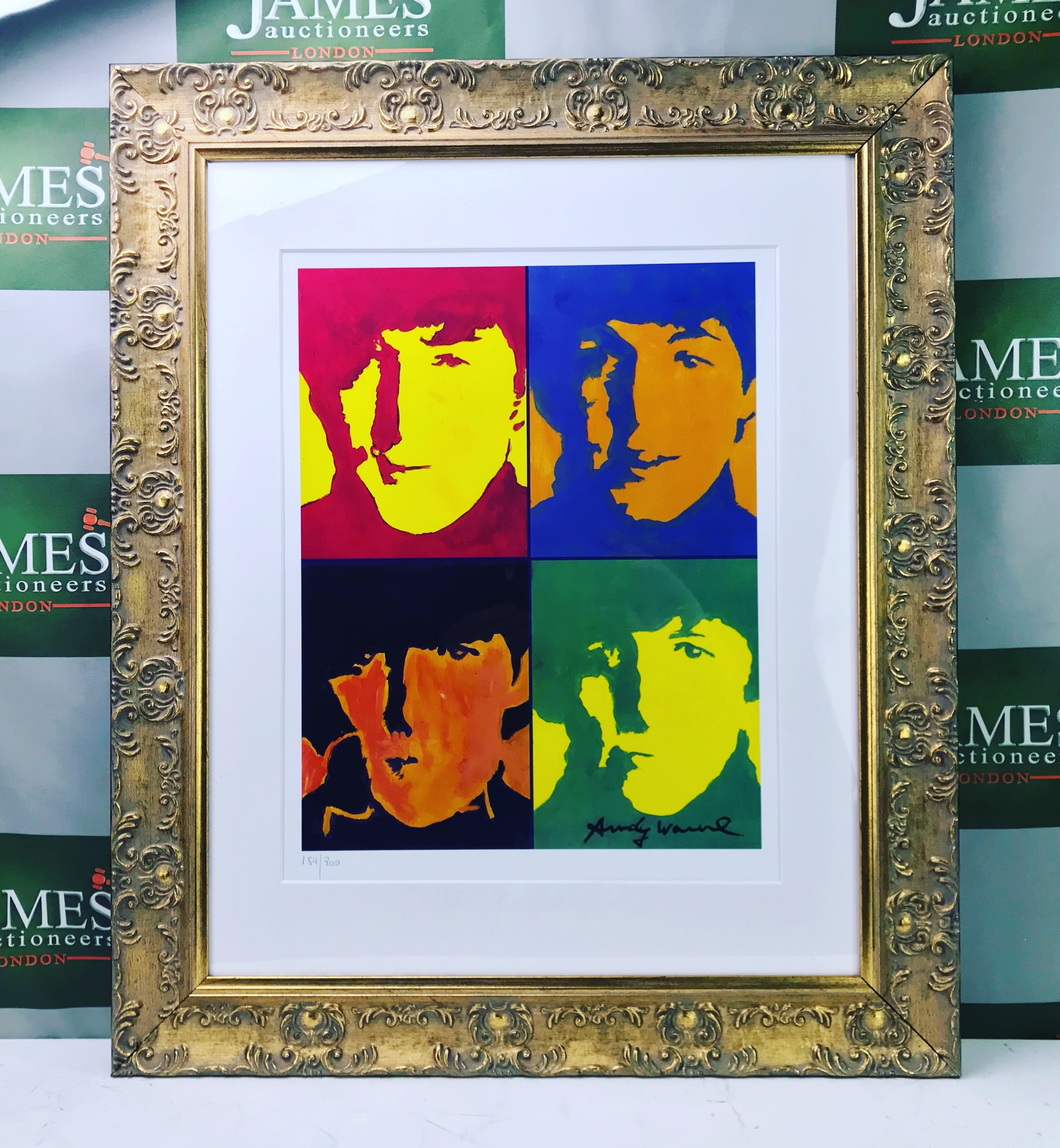 Andy Warhol "The Beatles" Lithograph-Ornate Framed