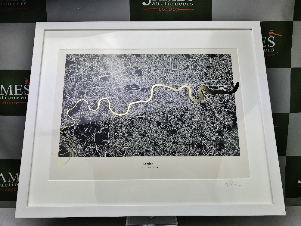 "River Thames London"Gold Leaf Reflective Print Rrp £899