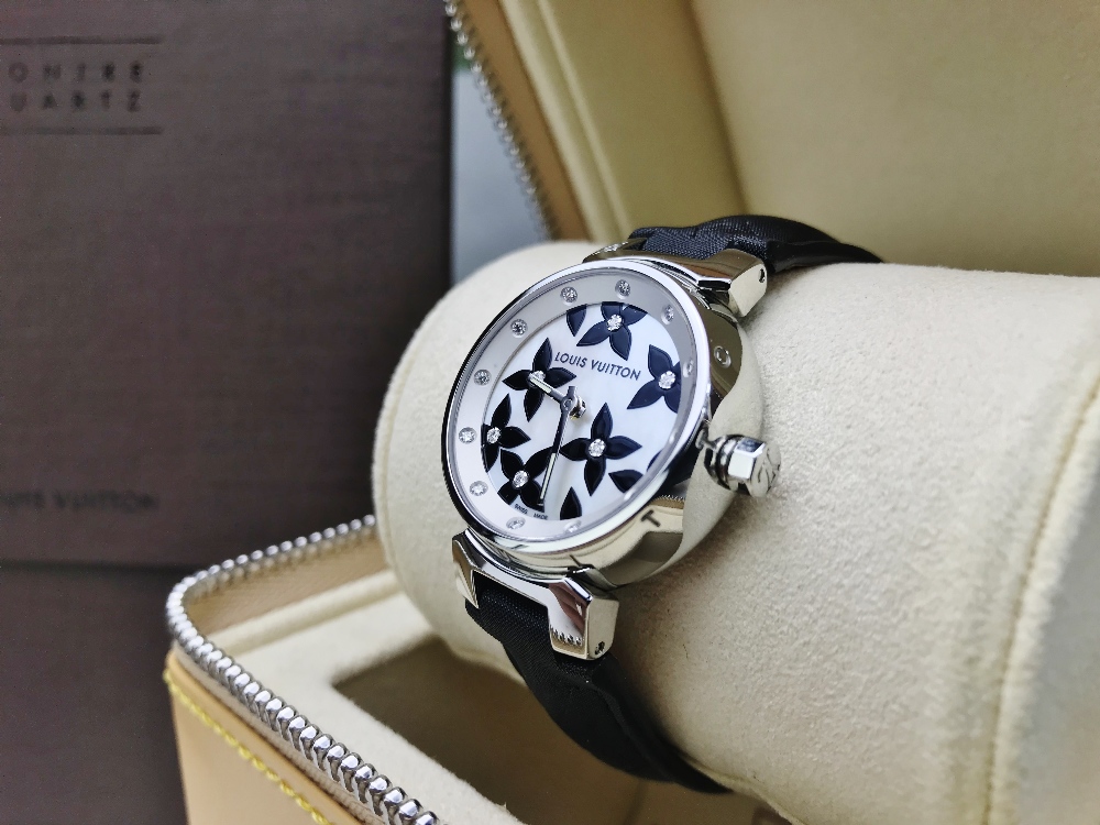 Louis Vuitton Ladies Tambour Factory Diamond Edition, Ex-display lot mint condition, box & papers